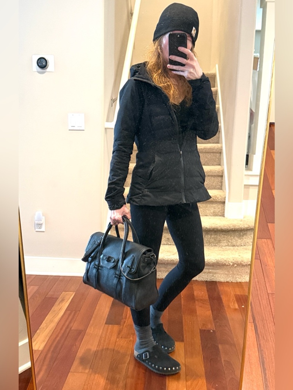 REBECCA MINKOFF SATCHEL BAG  JULES BLK ON BLK LEATHER & HARDWARE w/STRAP EUC - Picture 3 of 17